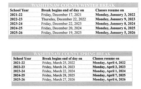 County-Wide Calendar Dates